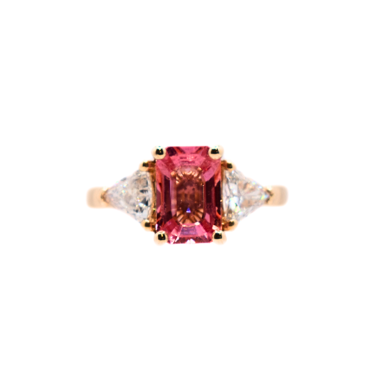 18ct Yellow Gold Padparadscha Sapphire & Diamond Ring