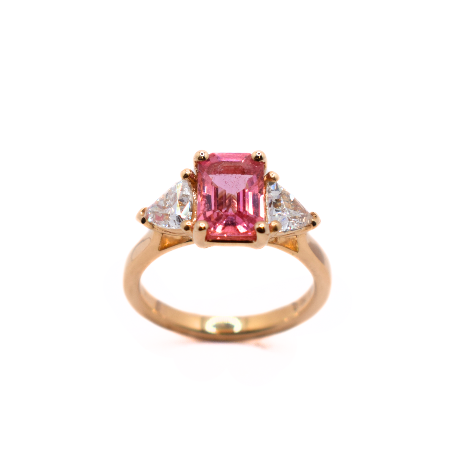 18ct Yellow Gold Padparadscha Sapphire & Diamond Ring