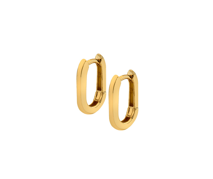 Rounded Rectangle Hoops In 9ct Yellow Gold