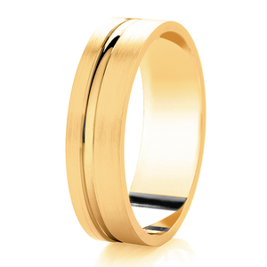 Brushed Patterned Ring with Offcentre Diamond Cut Line
