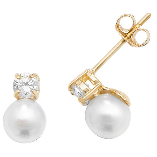 Pearl and Cubic Zirconia Stud Earrings