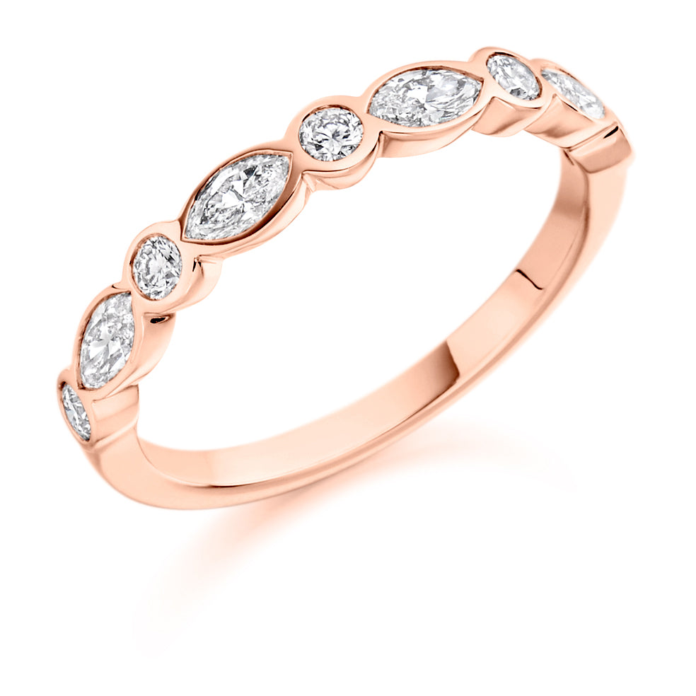 Rubover Marquise and Round Diamond Ring
