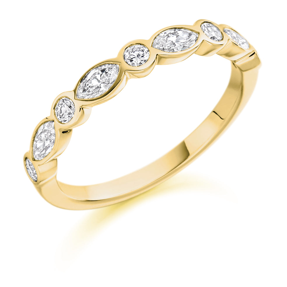 Rubover Marquise and Round Diamond Ring