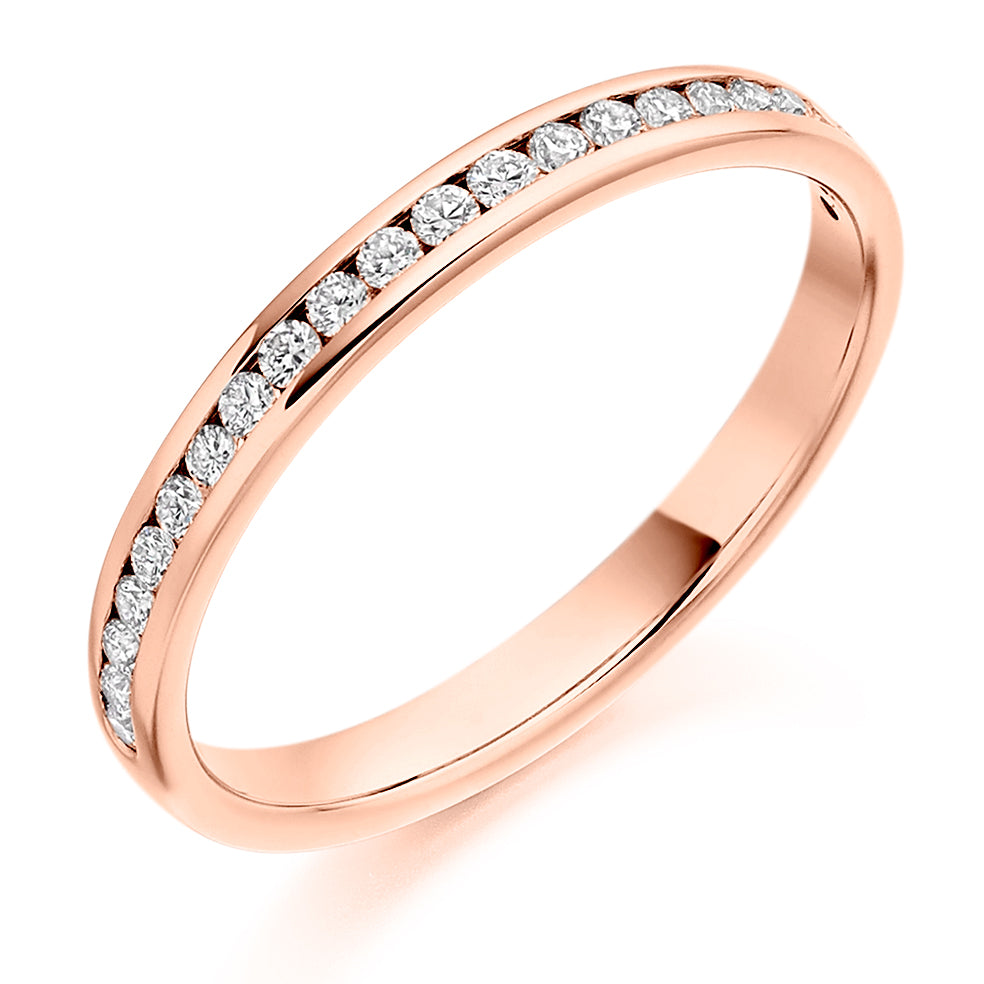 Half Channel Set Round Diamond Ring