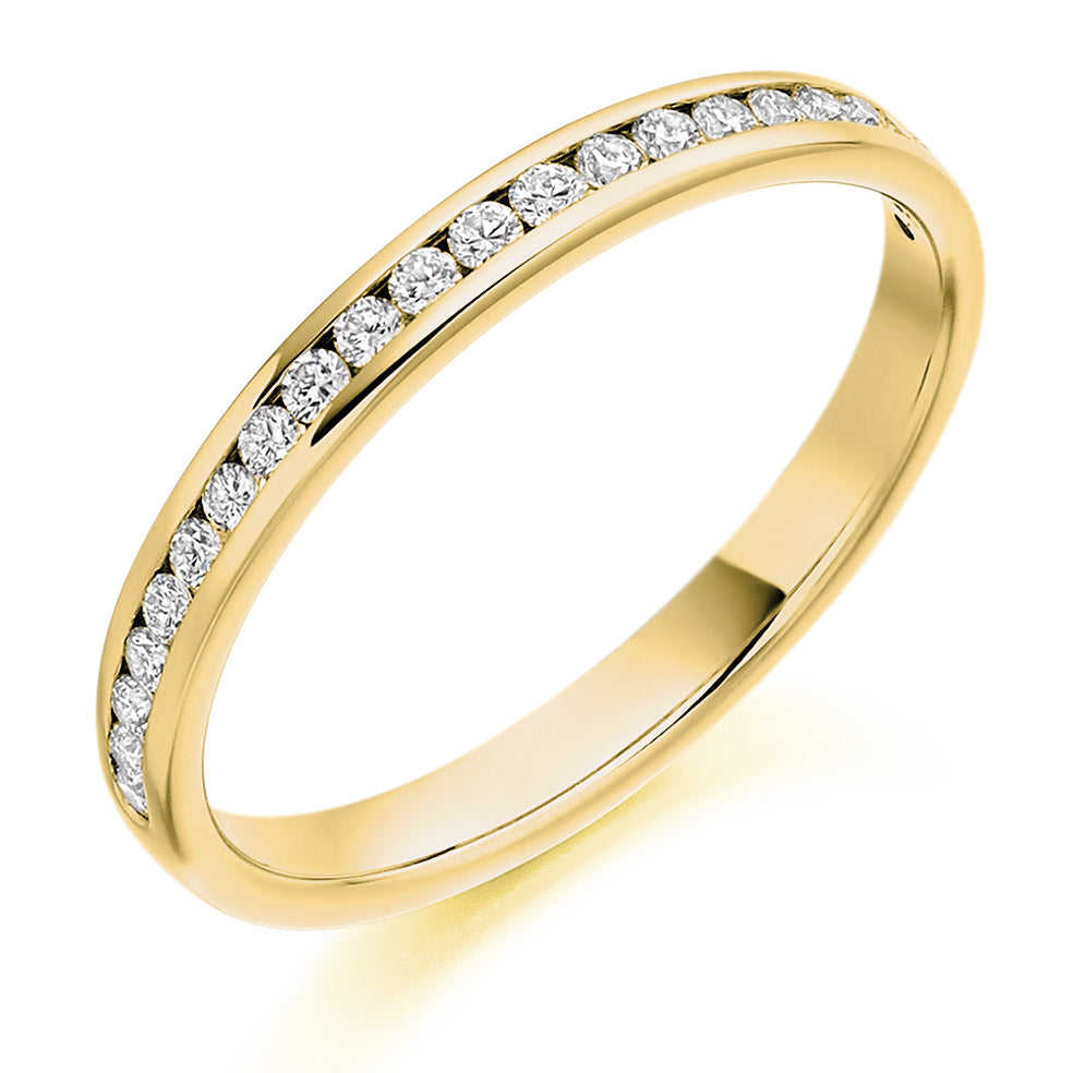 Half Channel Set Round Diamond Ring