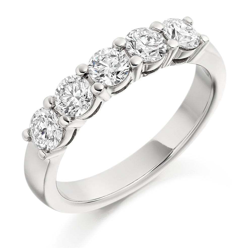 Five Stone Claw Set Round Diamond Ring