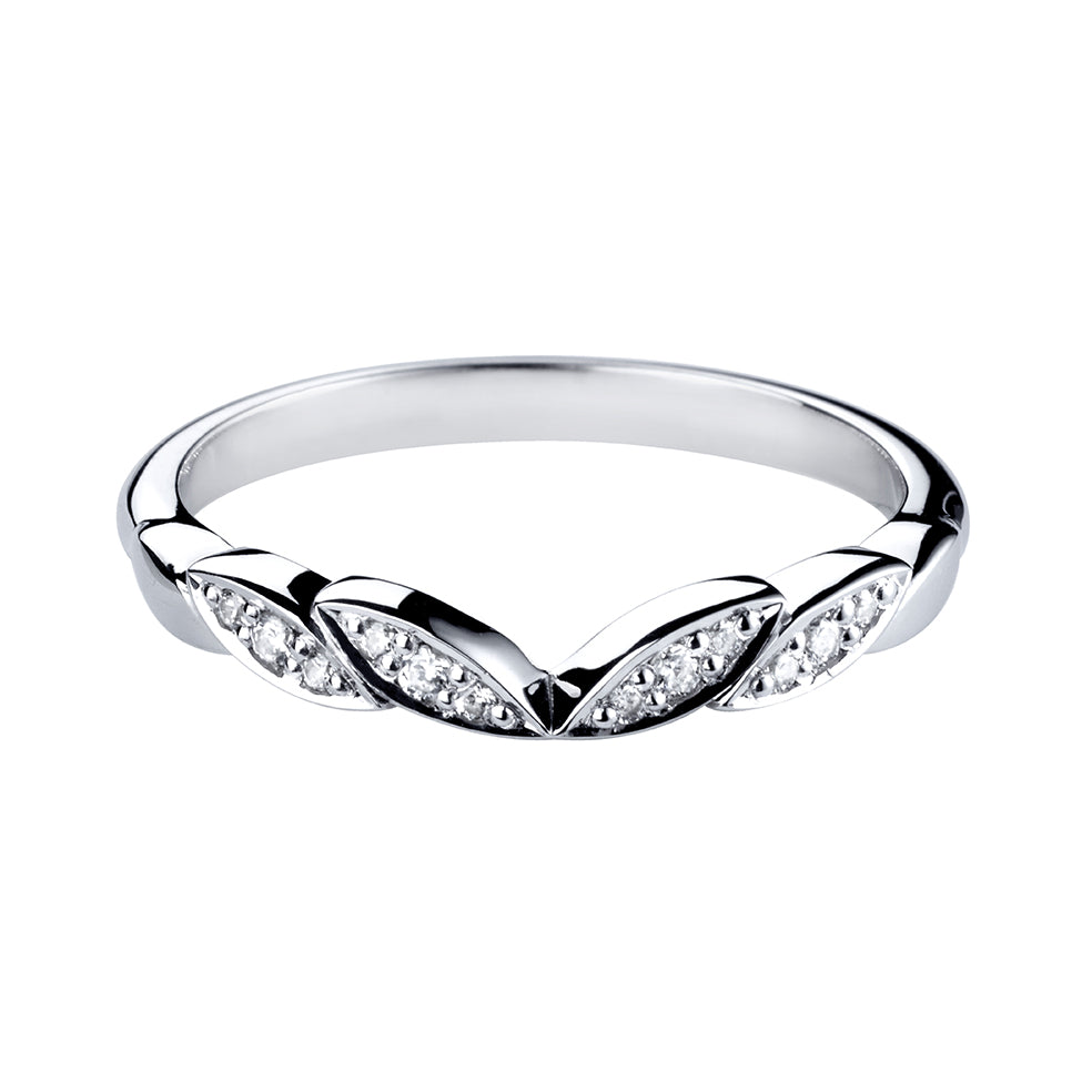 Grain Set Wishbone Shaped Diamond Ring