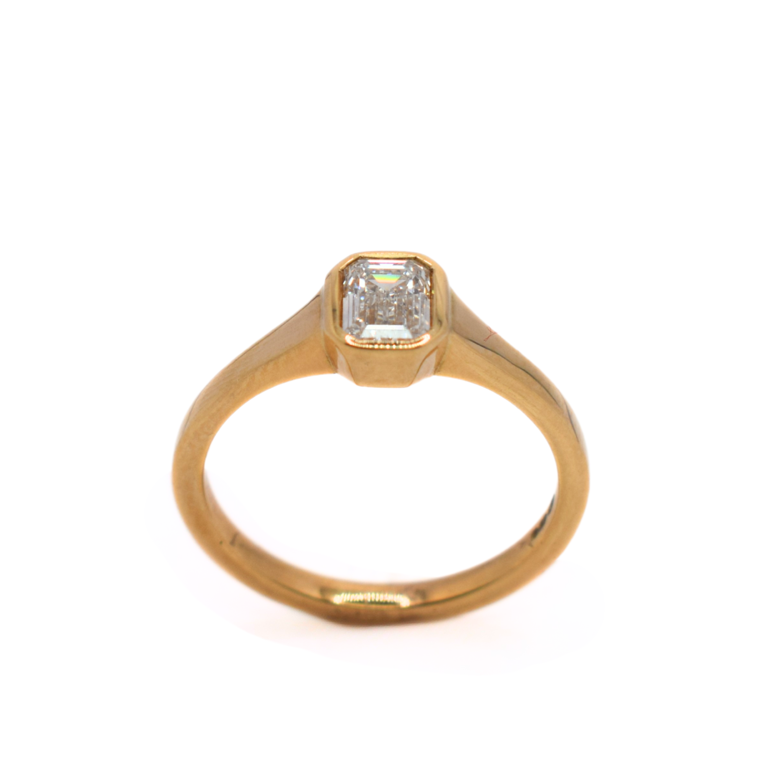 18ct Yellow Gold Emerald Cut Lab Grown Diamond Ring 0.72ct/E/VVS2