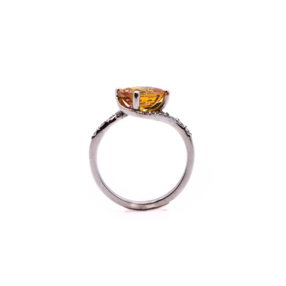 18ct White Gold Yellow Sapphire And Diamond Ring