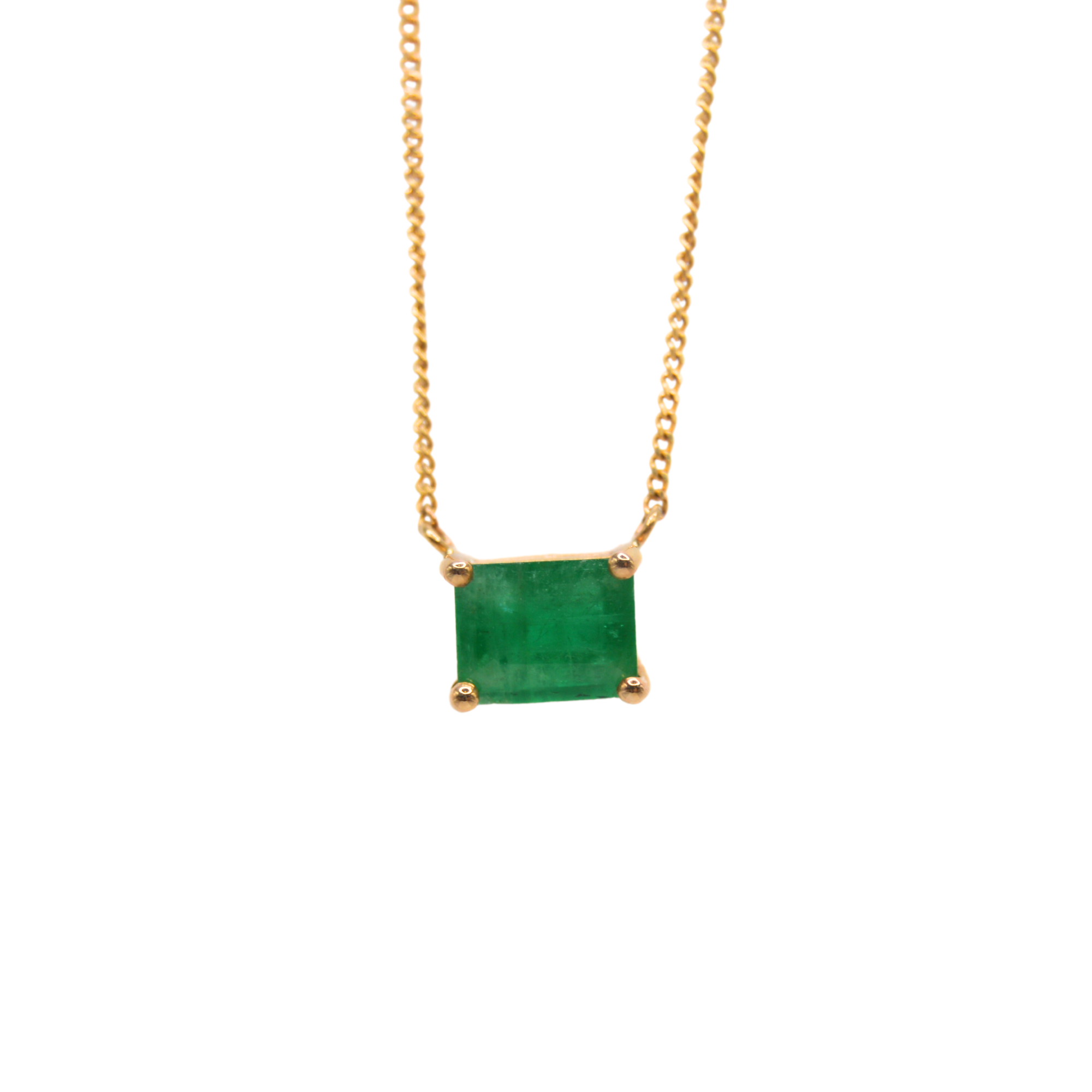 9ct Yellow Gold Emerald Cut Emerald Pendant