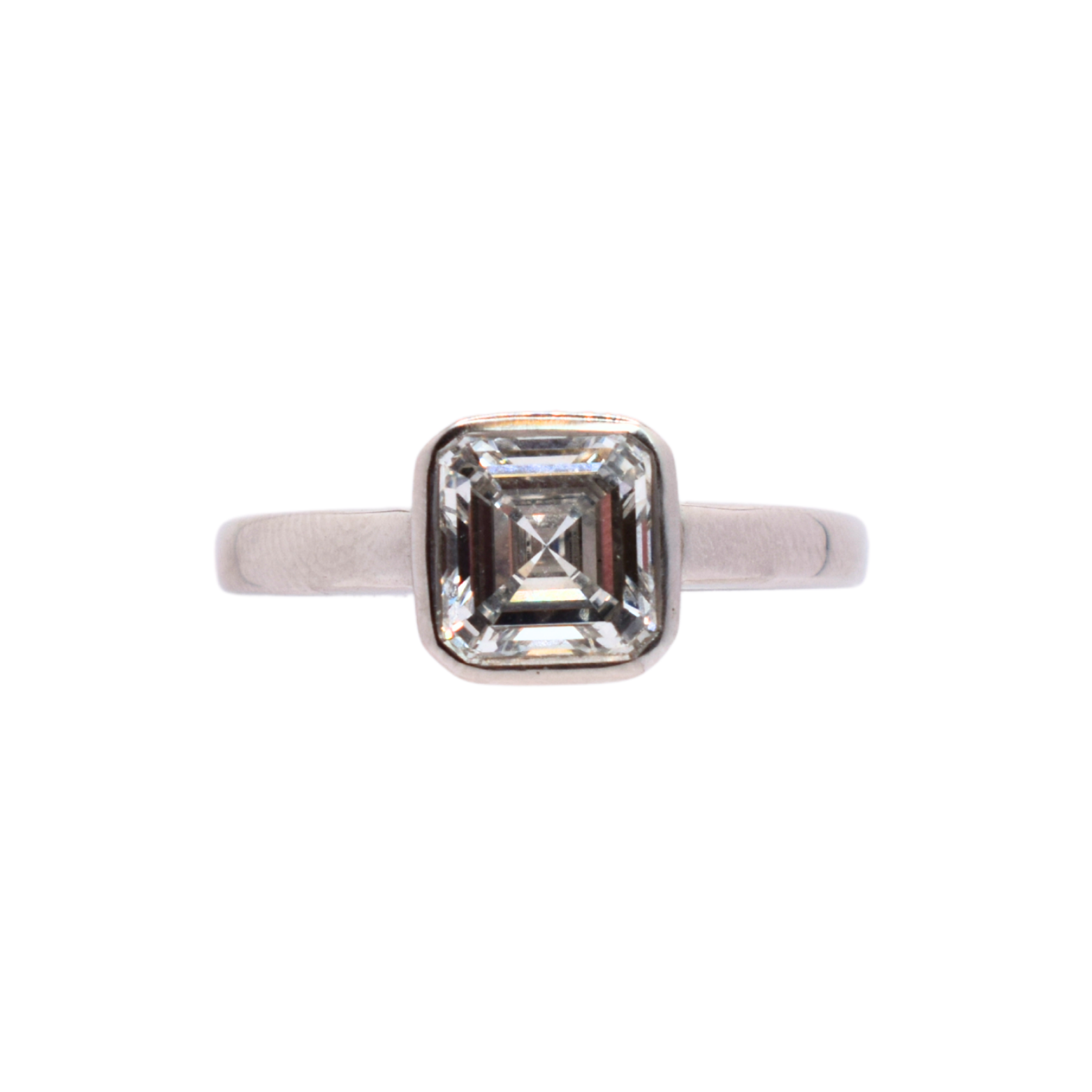 Platinum Square Emerald Cut Lab Grown Diamond Ring 2.23ct/F/VS2