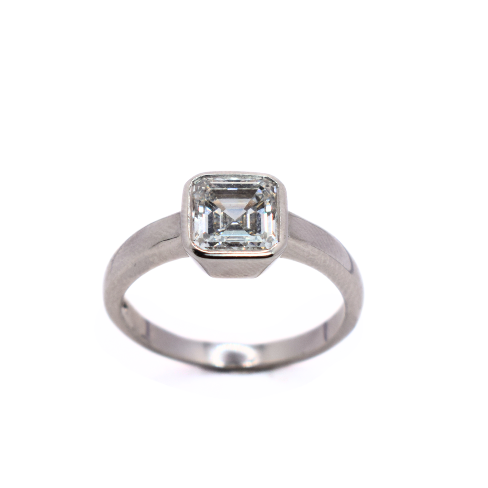 Platinum Square Emerald Cut Lab Grown Diamond Ring 2.23ct/F/VS2