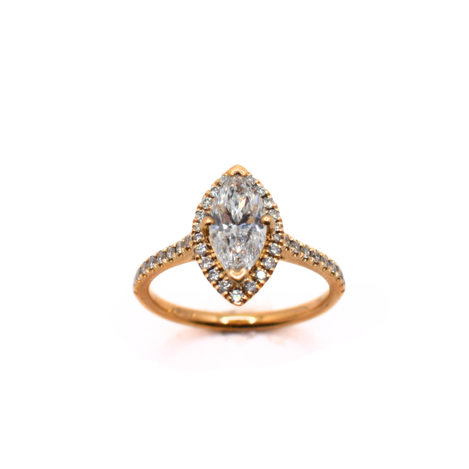 9ct Yellow Gold Marquise Halo Lab Grown Diamond Ring 1ct/D/VVS2
