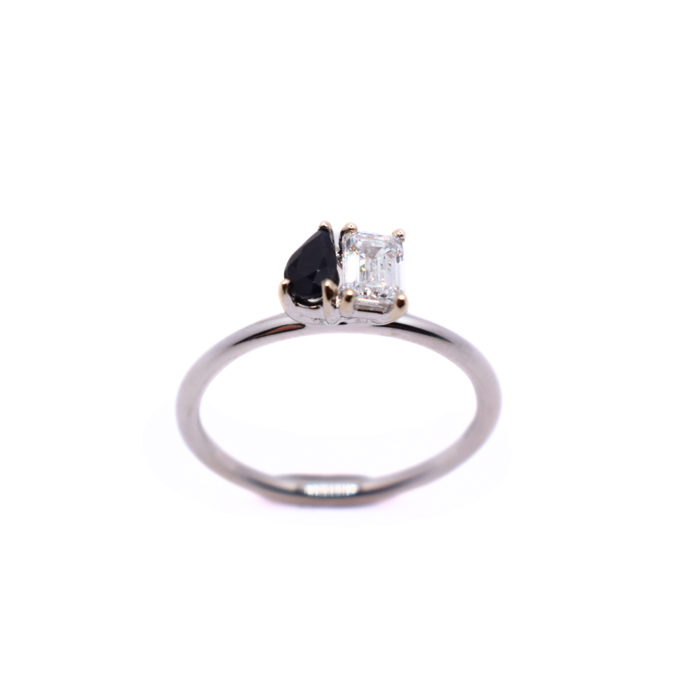 18ct White Gold Lab Grown Diamond And Sapphire Toi Et Moi