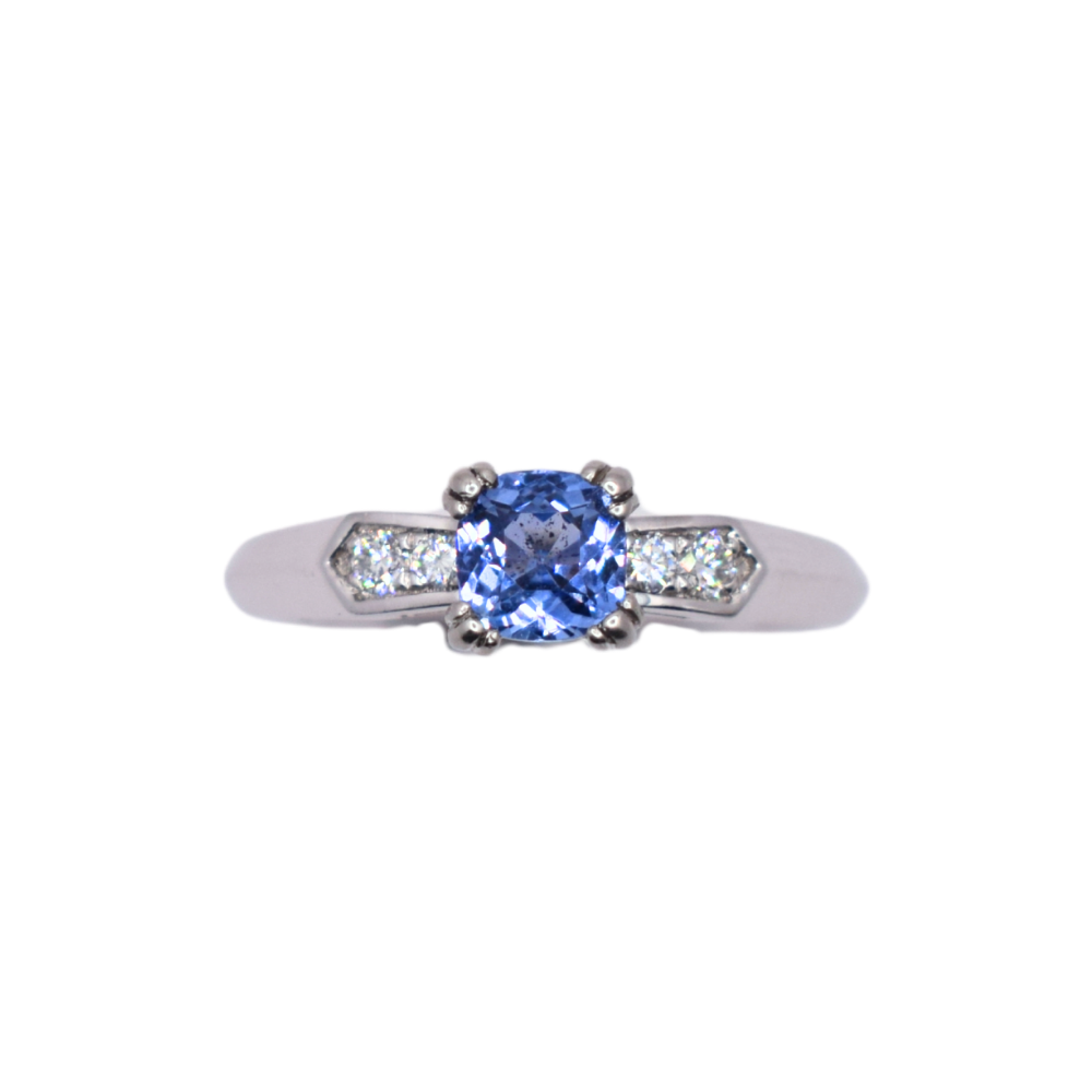Platinum Ceylon Sapphire And Diamond Ring