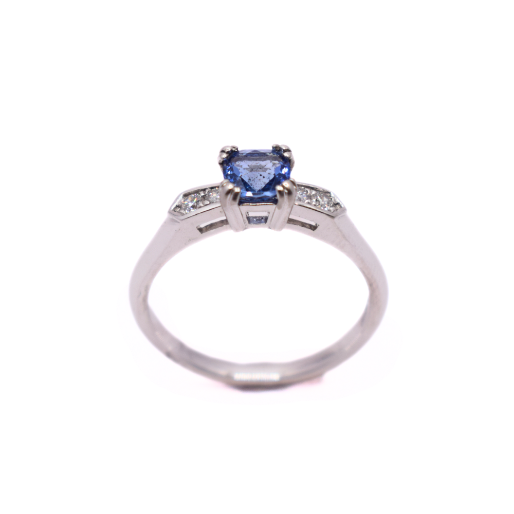 Platinum Ceylon Sapphire And Diamond Ring