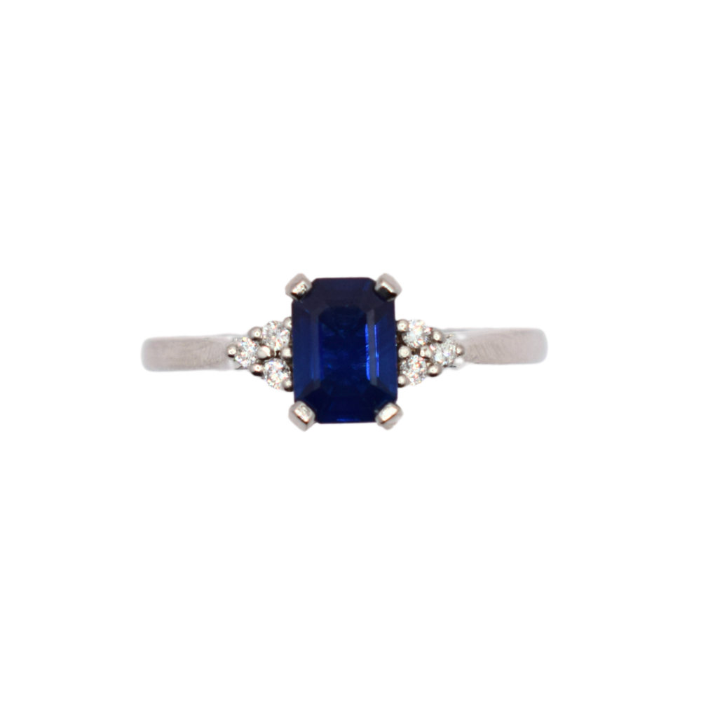 Platinum Sapphire And Diamond Trefoil Ring