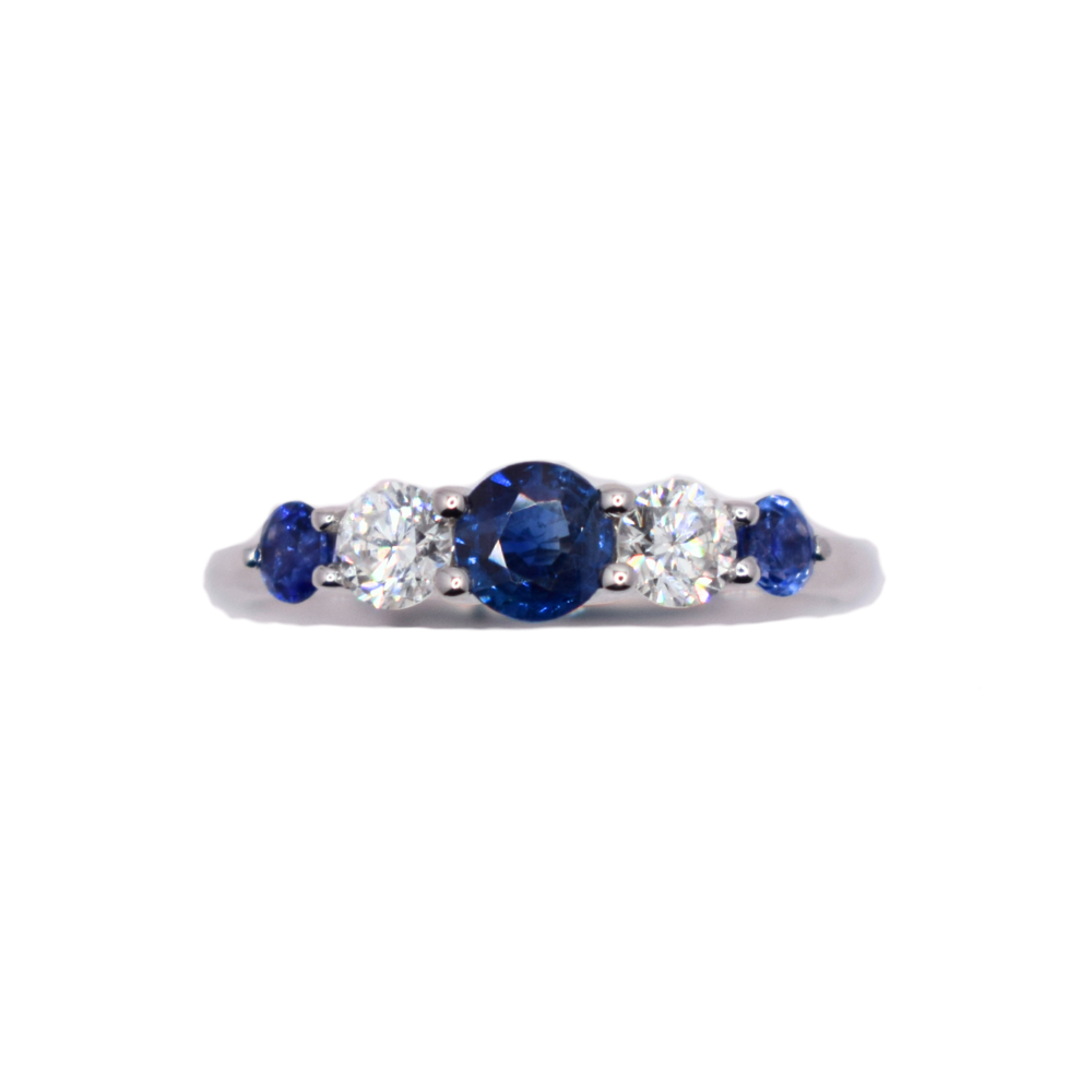18ct White Gold Sapphire And Diamond 5 Stone Ring