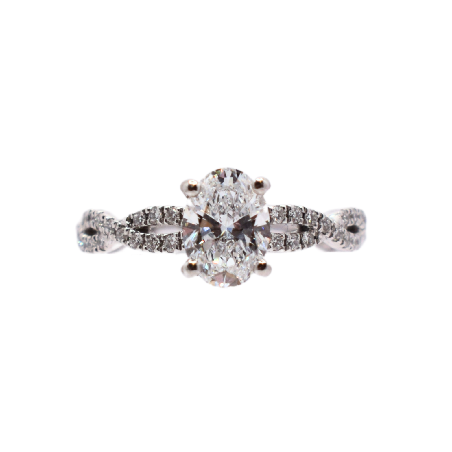 Platinum Oval Lab Grown Twist Diamond Ring 1.51ct/D/VVS2