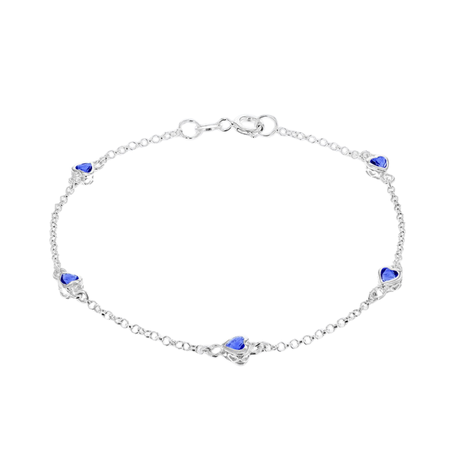 Blue Cubic Zirconia Heart Bracelet