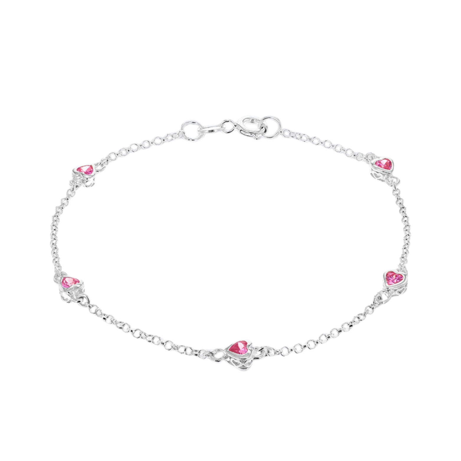 Pink Cubic Zirconia Heart Bracelet