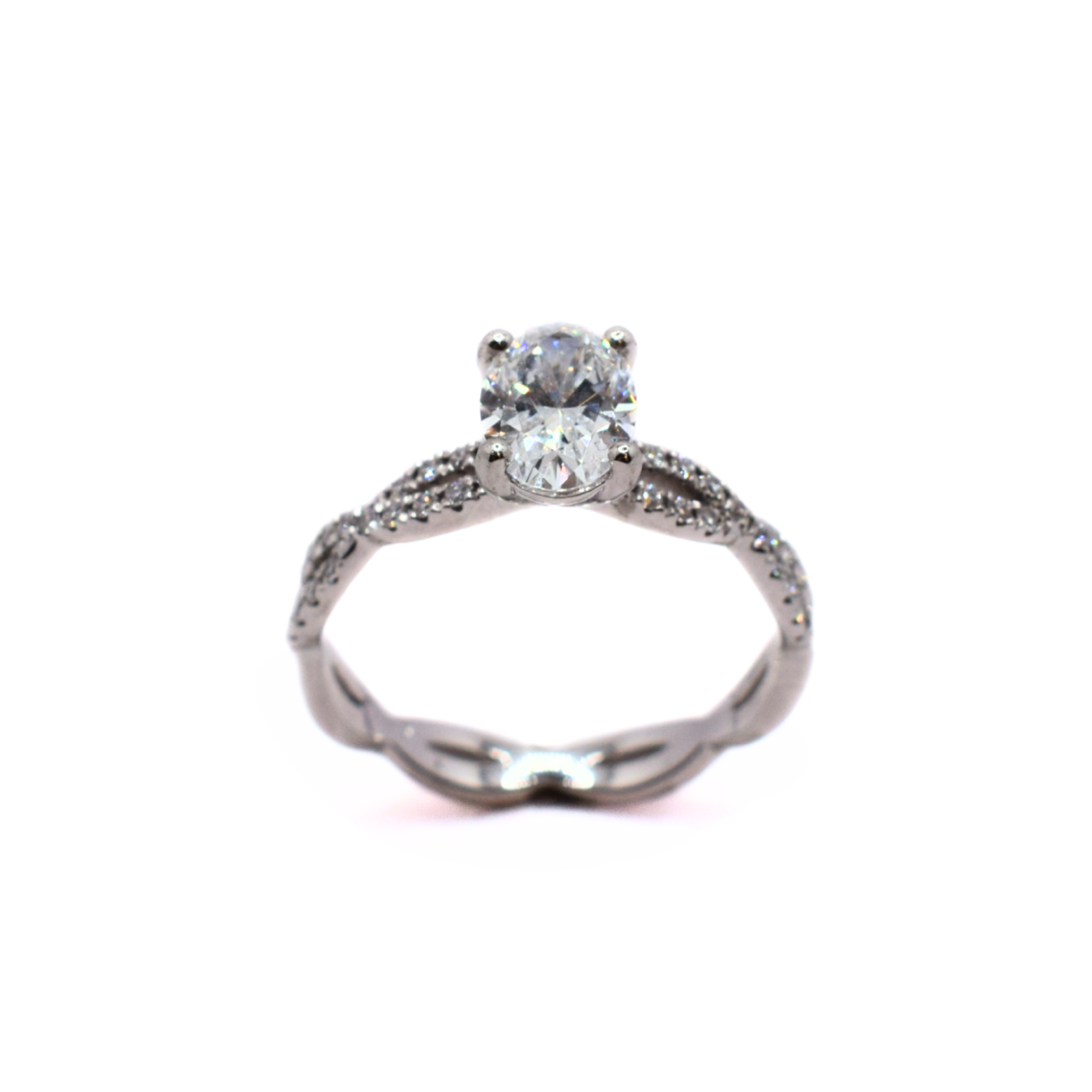 Platinum Oval Lab Grown Twist Diamond Ring 1.51ct/D/VVS2