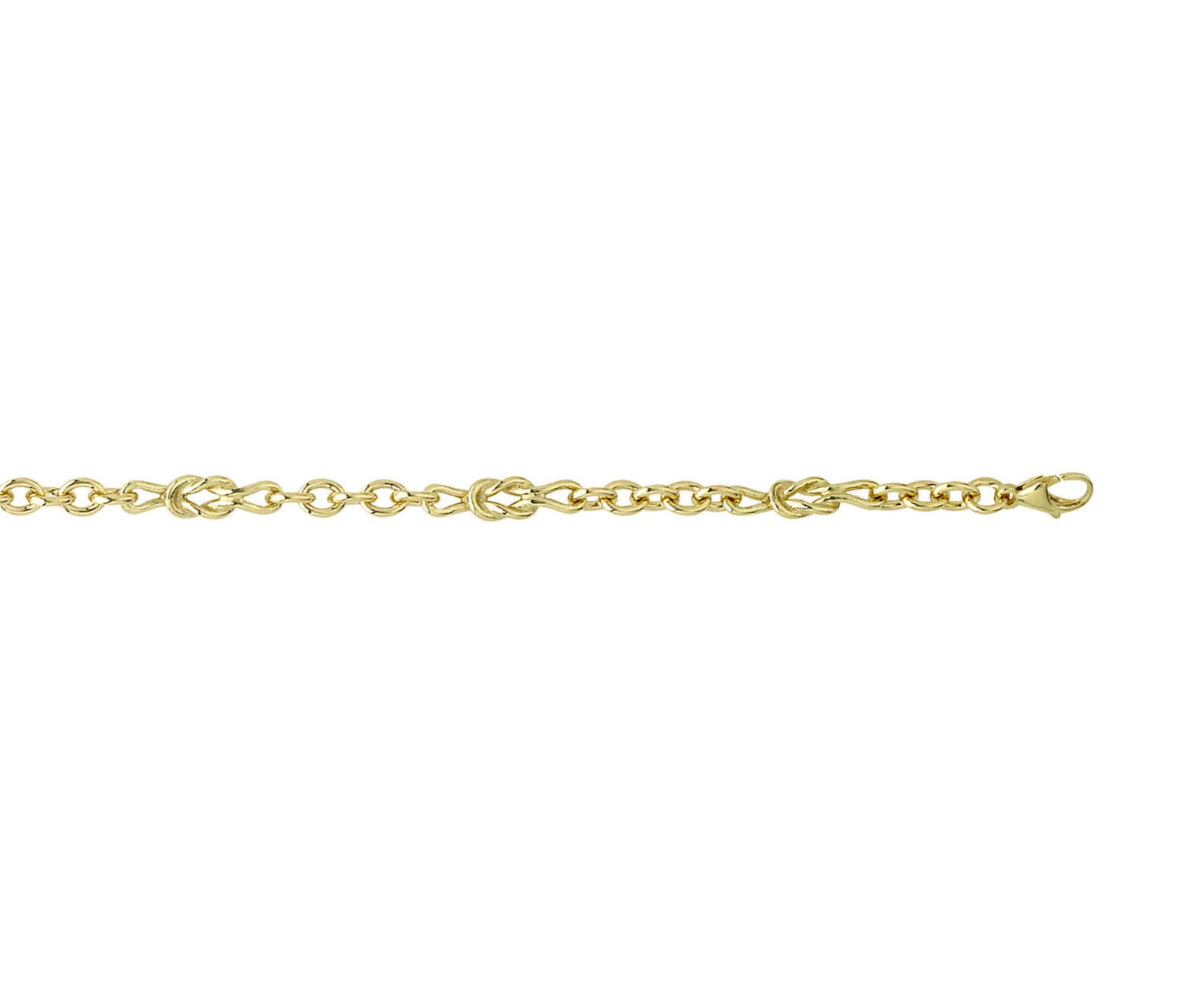 Trace Chain With Reef Knot Bracelet - 7.5" or 19cm in 9ct Yellow Gold