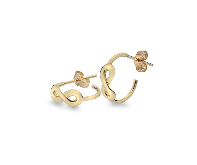 Infinity Stud Hoops In 9ct Yellow Gold