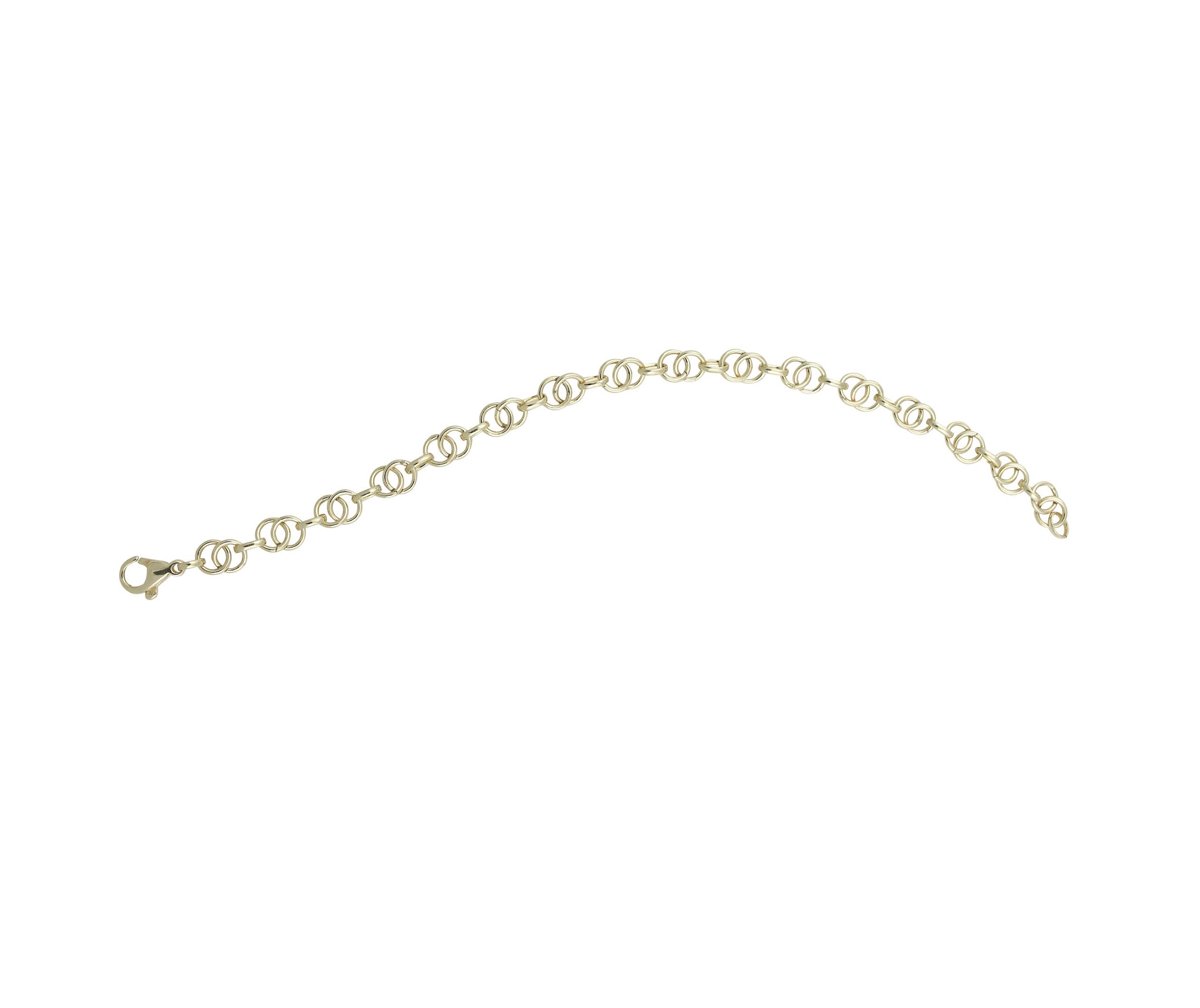 Double Interlinking Hoop Bracelet - 7.5" or 19cm in 9ct Yellow Gold