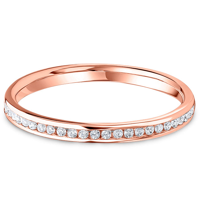 9ct Rose Gold Round Brilliant Diamond Channel Set Wedding Band