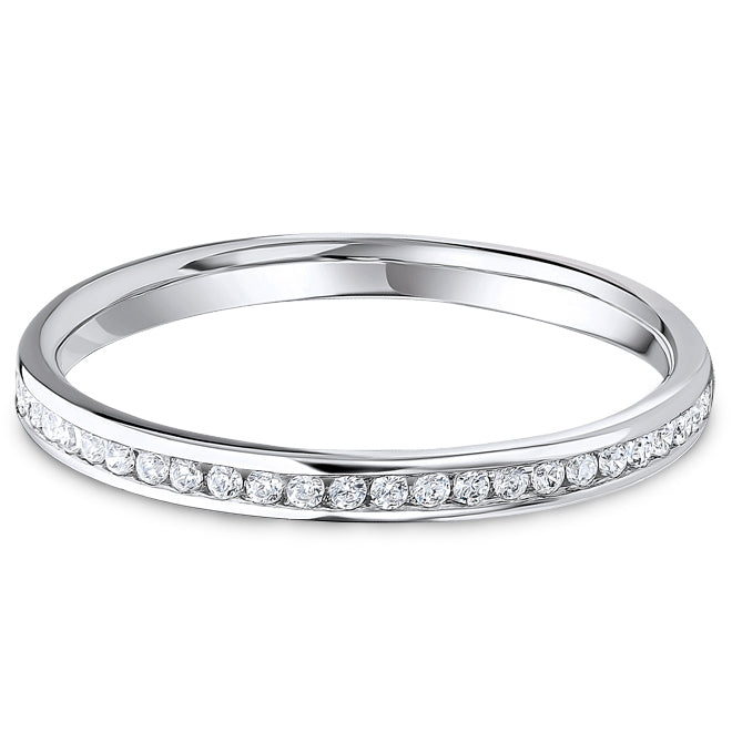 9ct White Gold Round Brilliant Diamond Channel Set Wedding Band