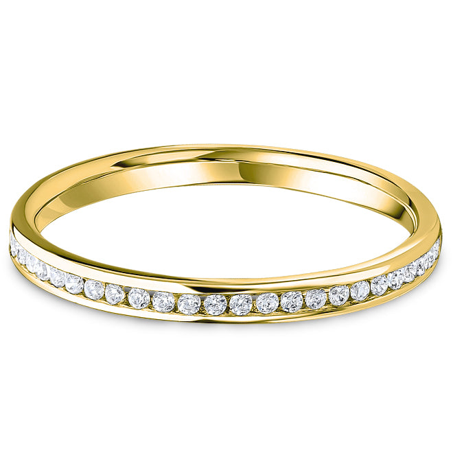 9ct Yellow Gold Round Brilliant Diamond Channel Set Wedding Band