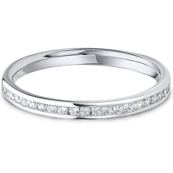 9ct White Gold Round Brilliant Diamond Channel Set Wedding Band