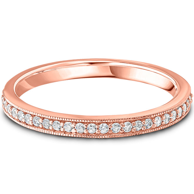 9ct Rose Gold Milgrain Edge Grain Set Diamond Band