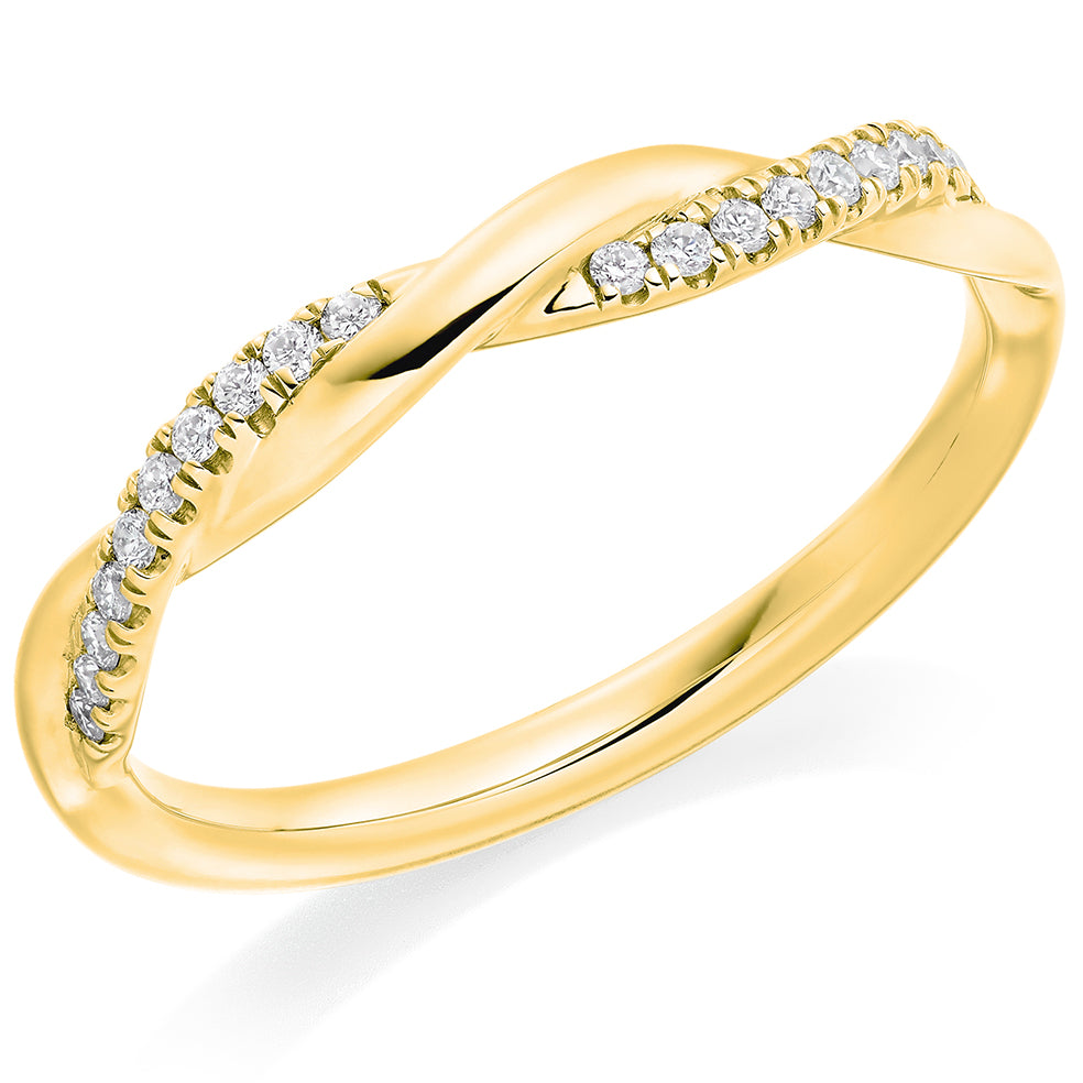 Half Diamond Set Twisted Band