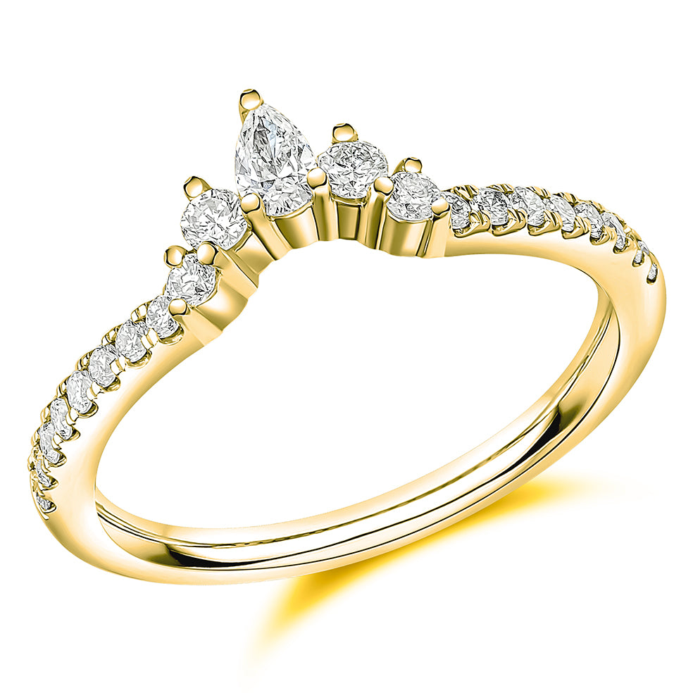 Claw Set Round & Pear Diamond Tiara Band