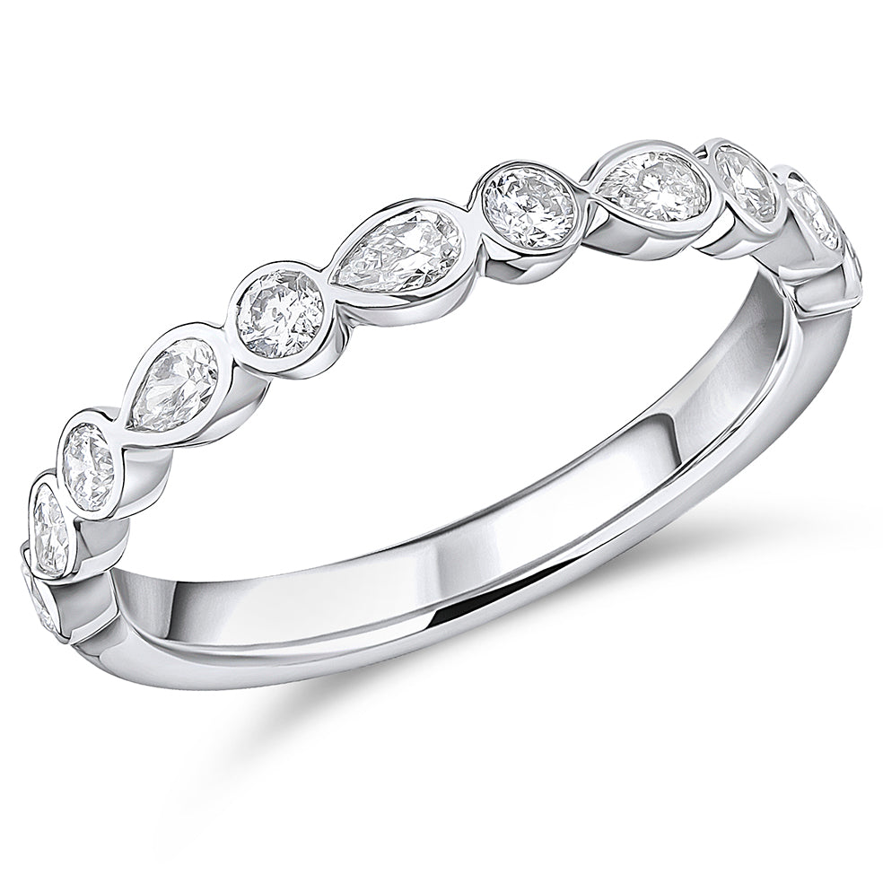 Diamond Rubover Set Pear & Round Diamond Band