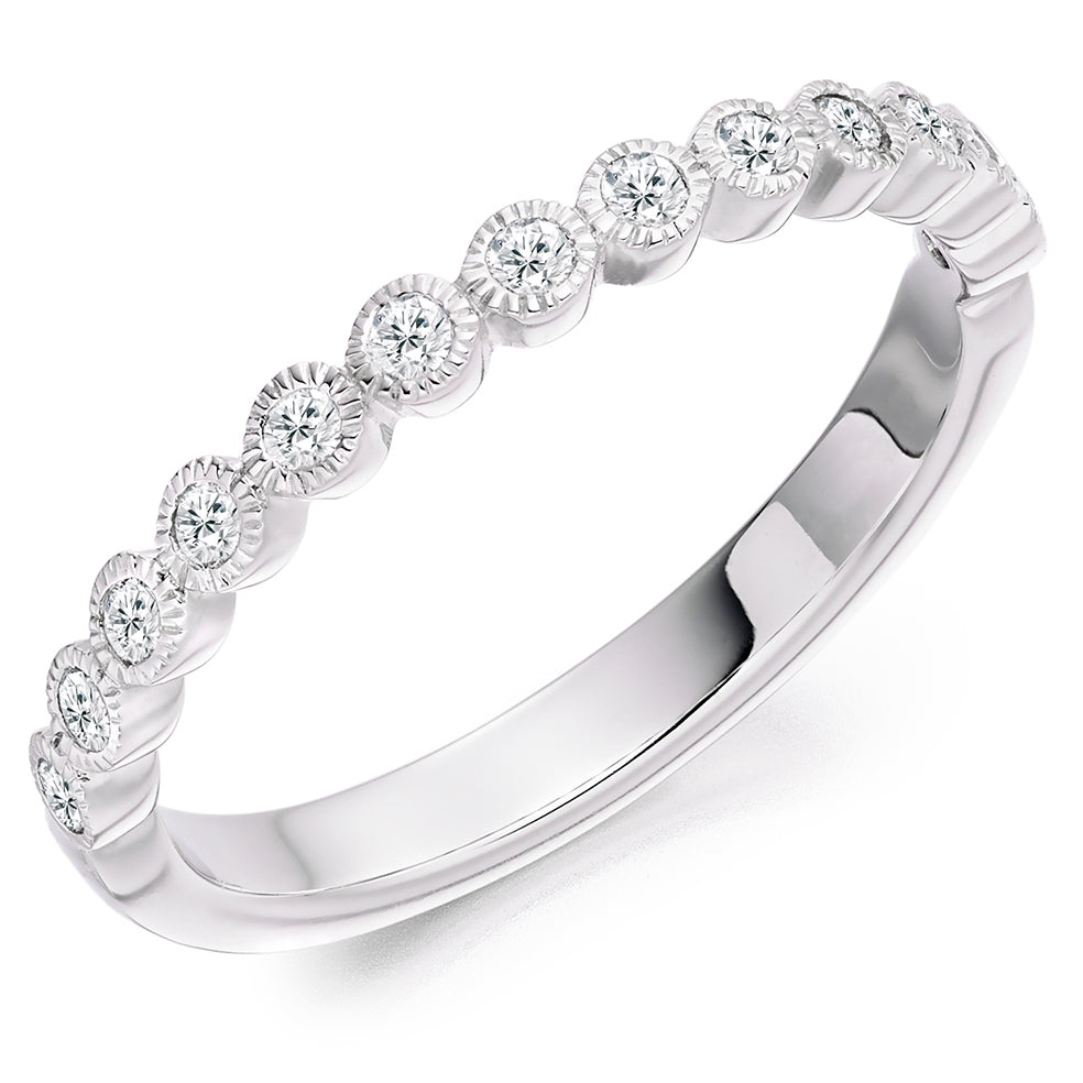 Round Diamond Collet Milgrain Set Band