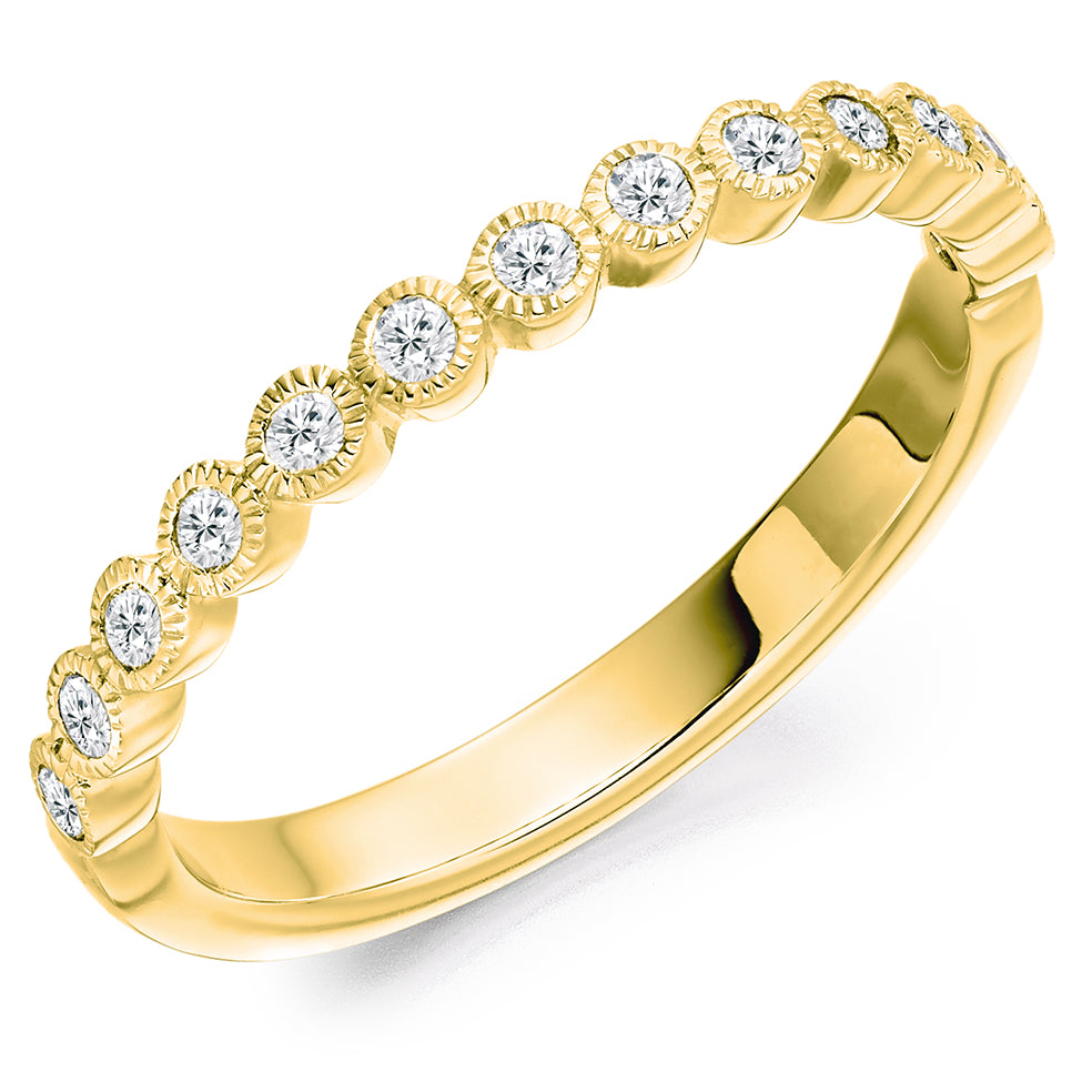 Round Diamond Collet Milgrain Set Band