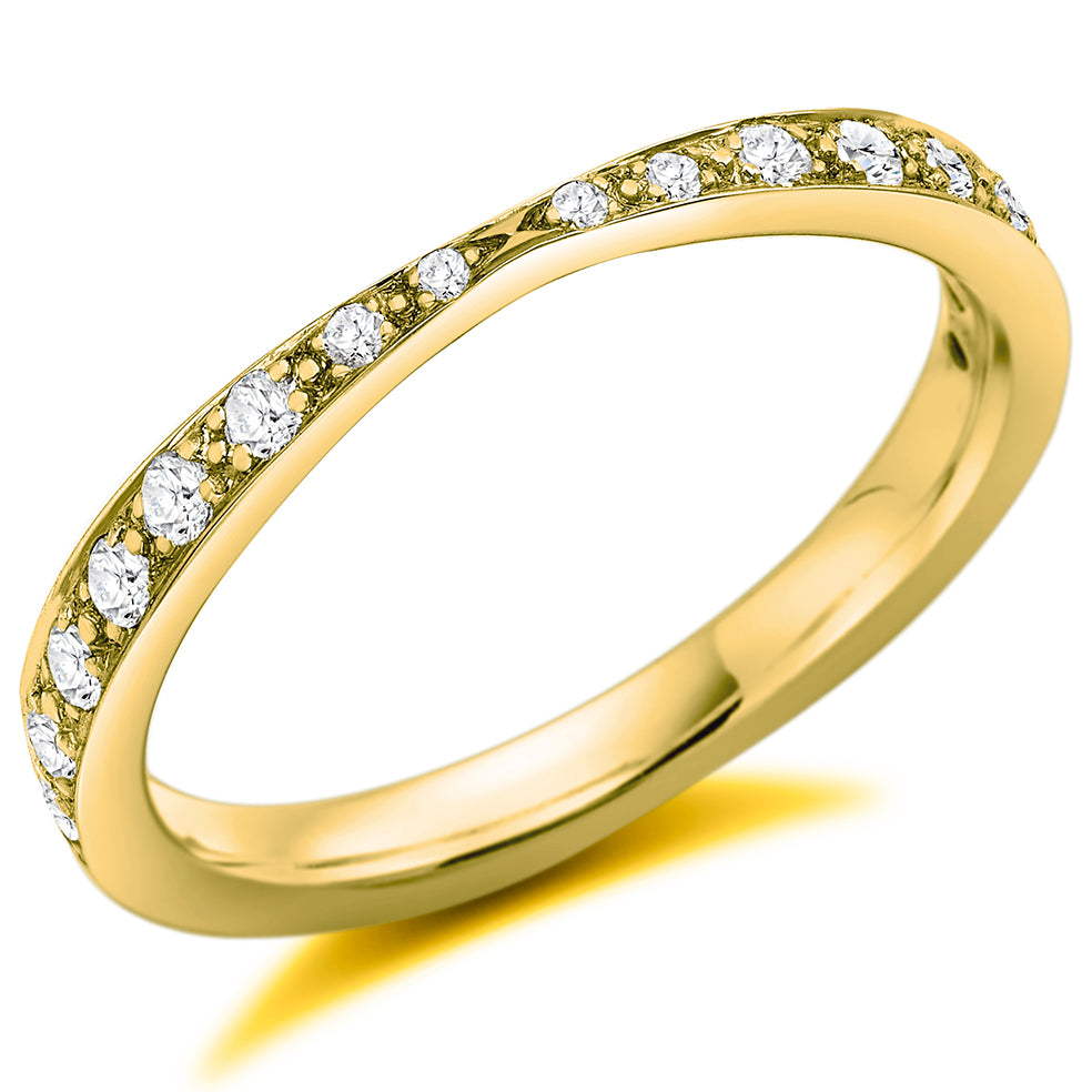 Grain Set Round Brilliant Diamond Pinched Band