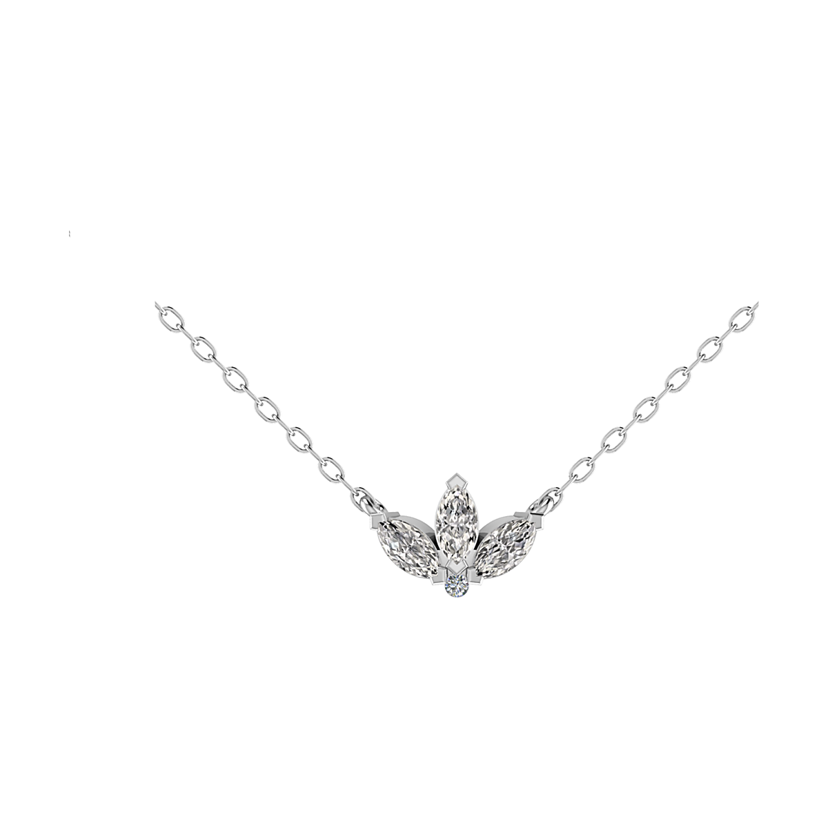 18ct White Gold Trilogy Marquise Necklace