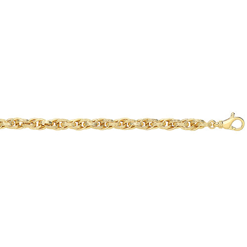 Hollow Interlinking Oval Chain Bracelet - 7.5" or 19cm in 9ct Yellow Gold
