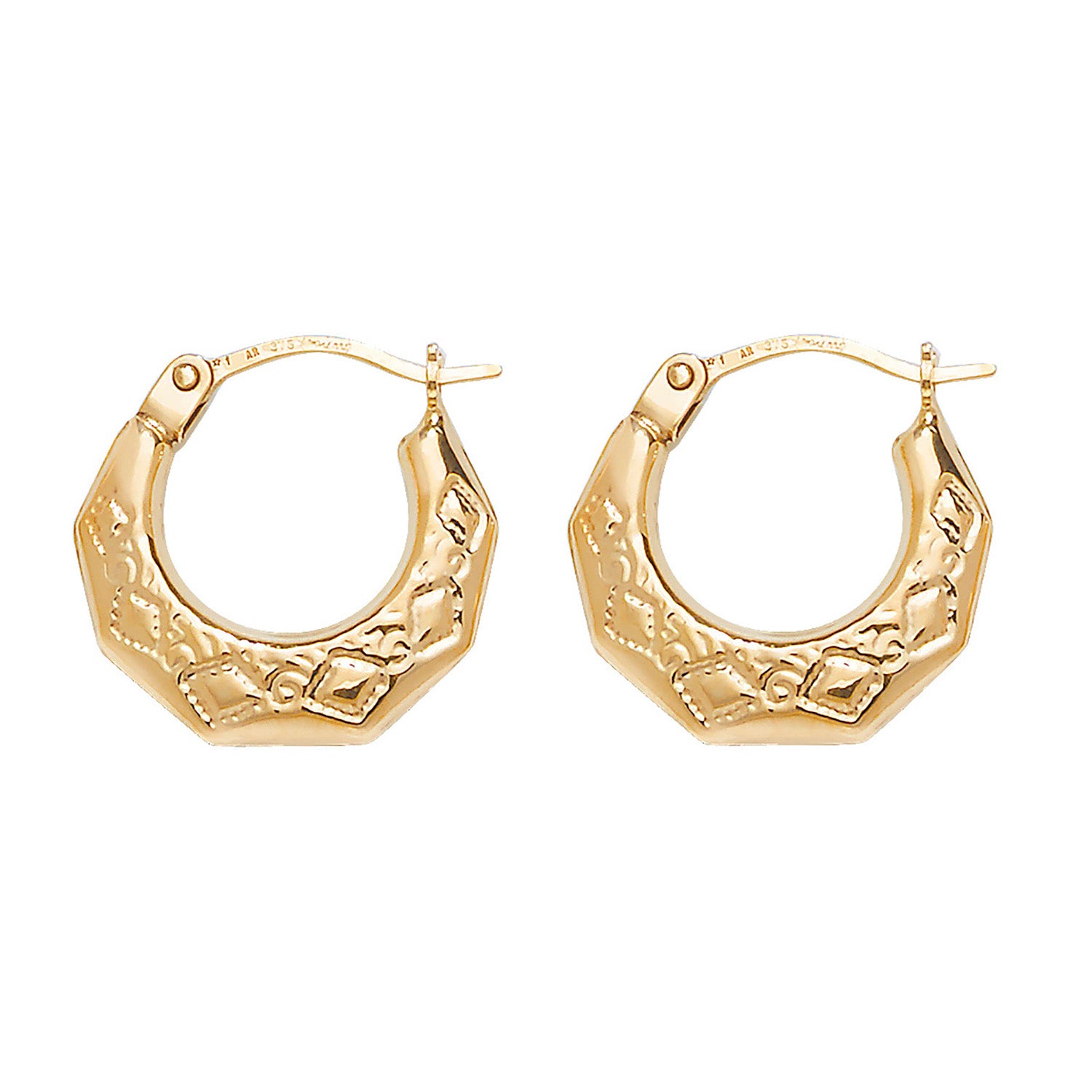 Patterned Creole Hoops In 9ct Yellow Gold