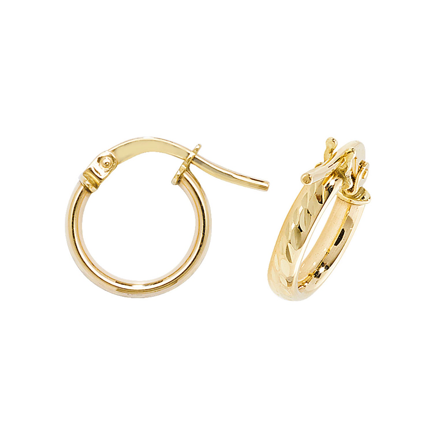 Diamond Cut Hoops In 9ct Yellow Gold