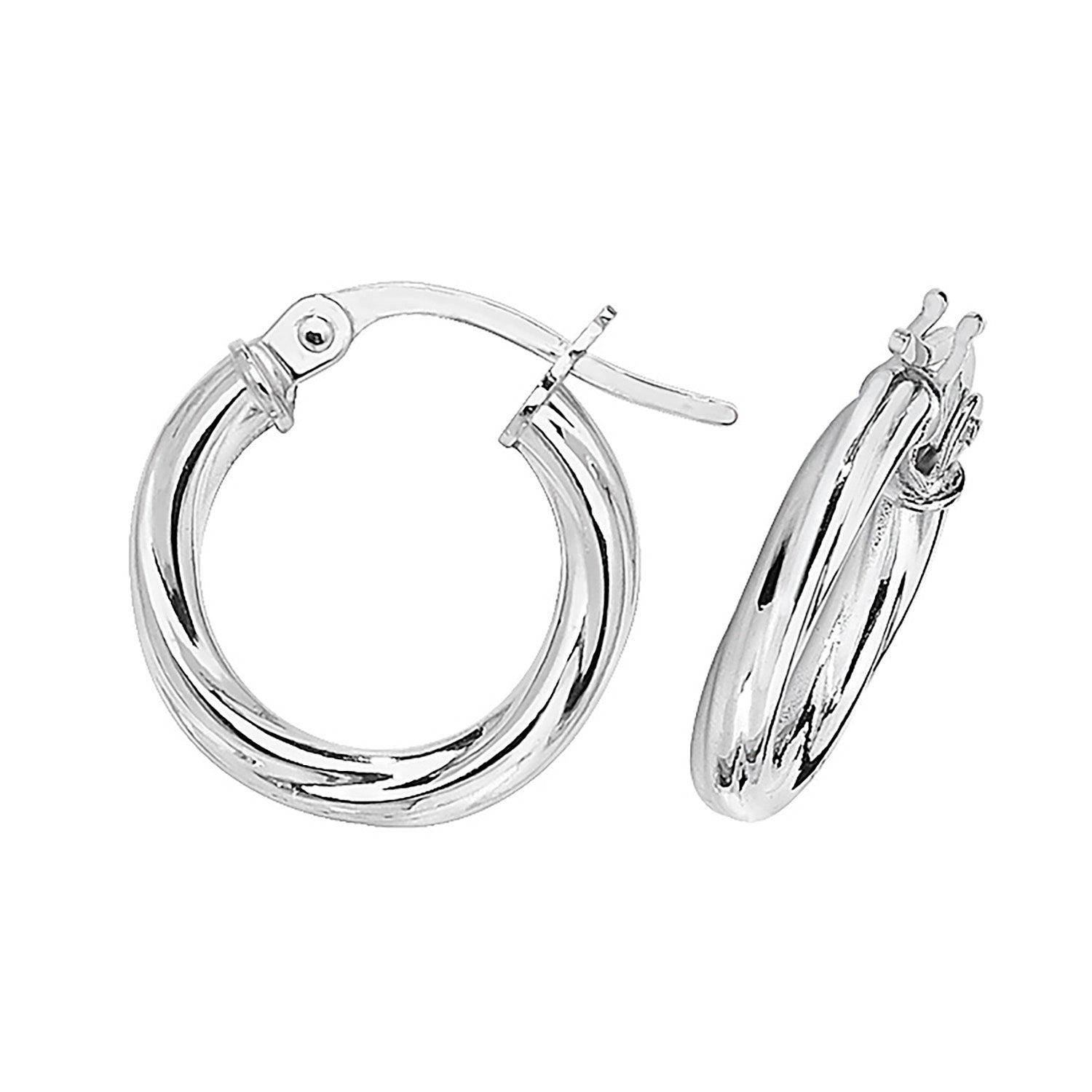 Twisted Hoop Earrings in 9ct White Gold