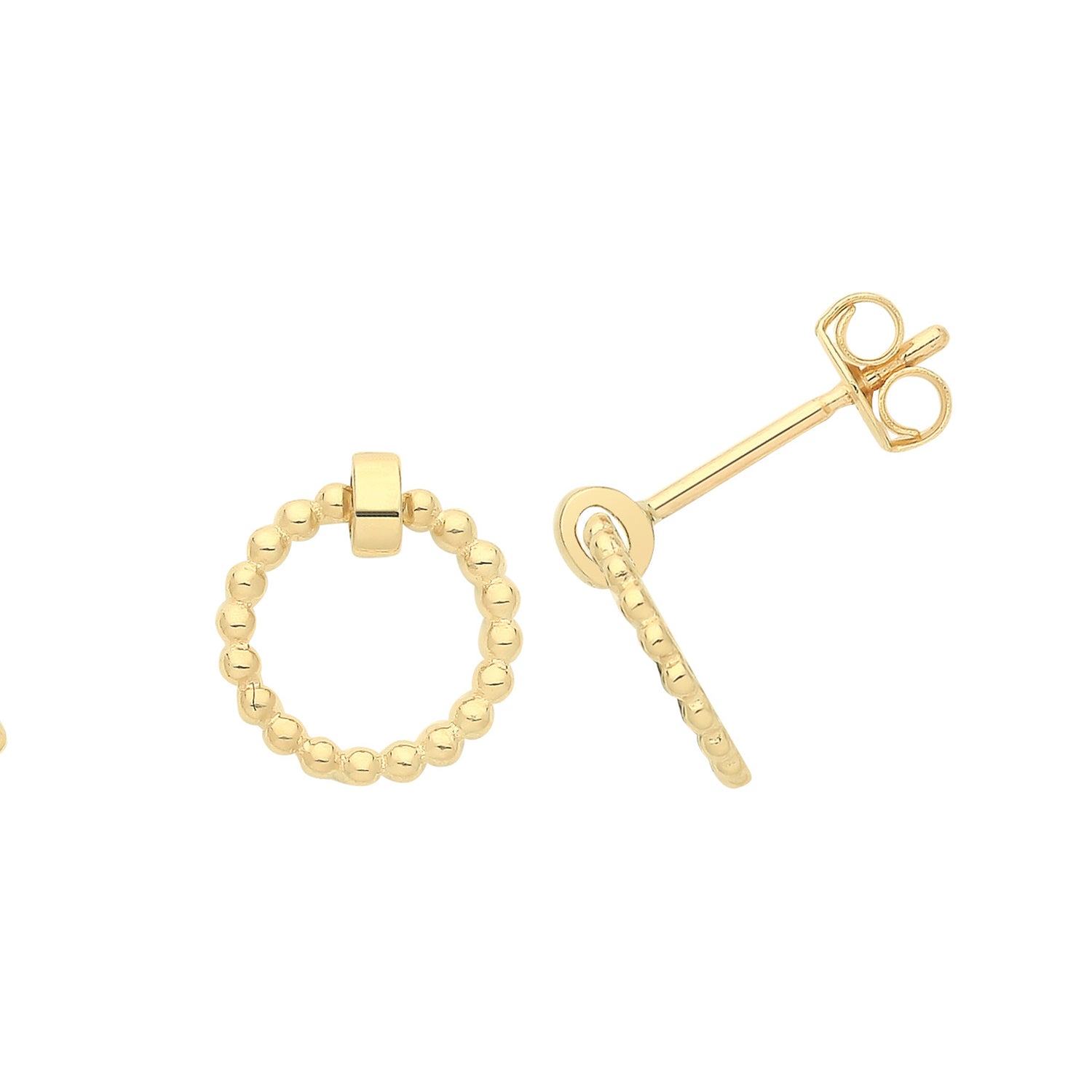 Beaded Circle Studs In 9ct Yellow Gold