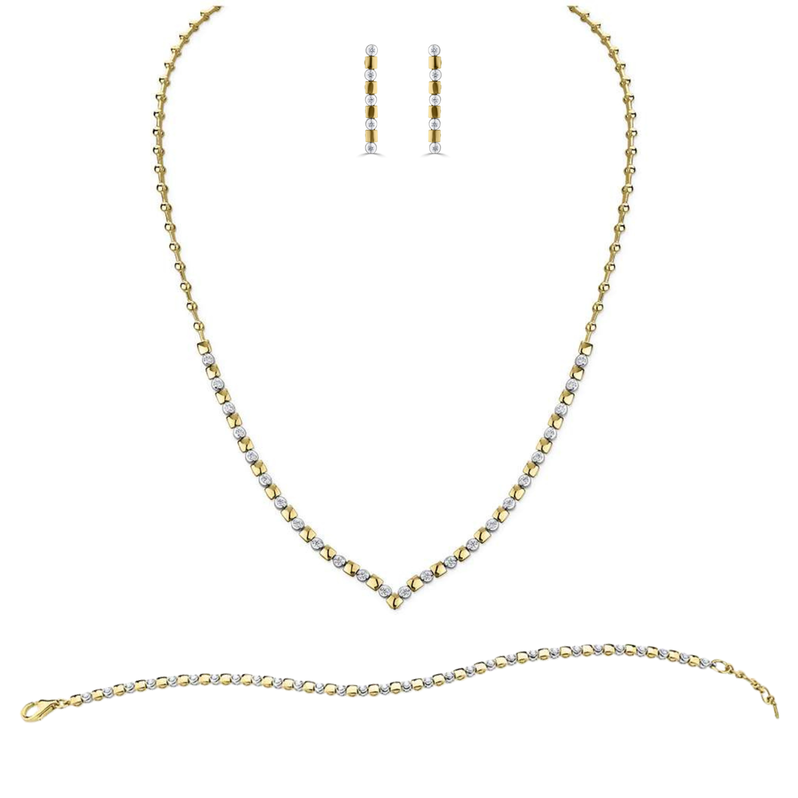 18ct Yellow & White Gold Diamond Tennis Set