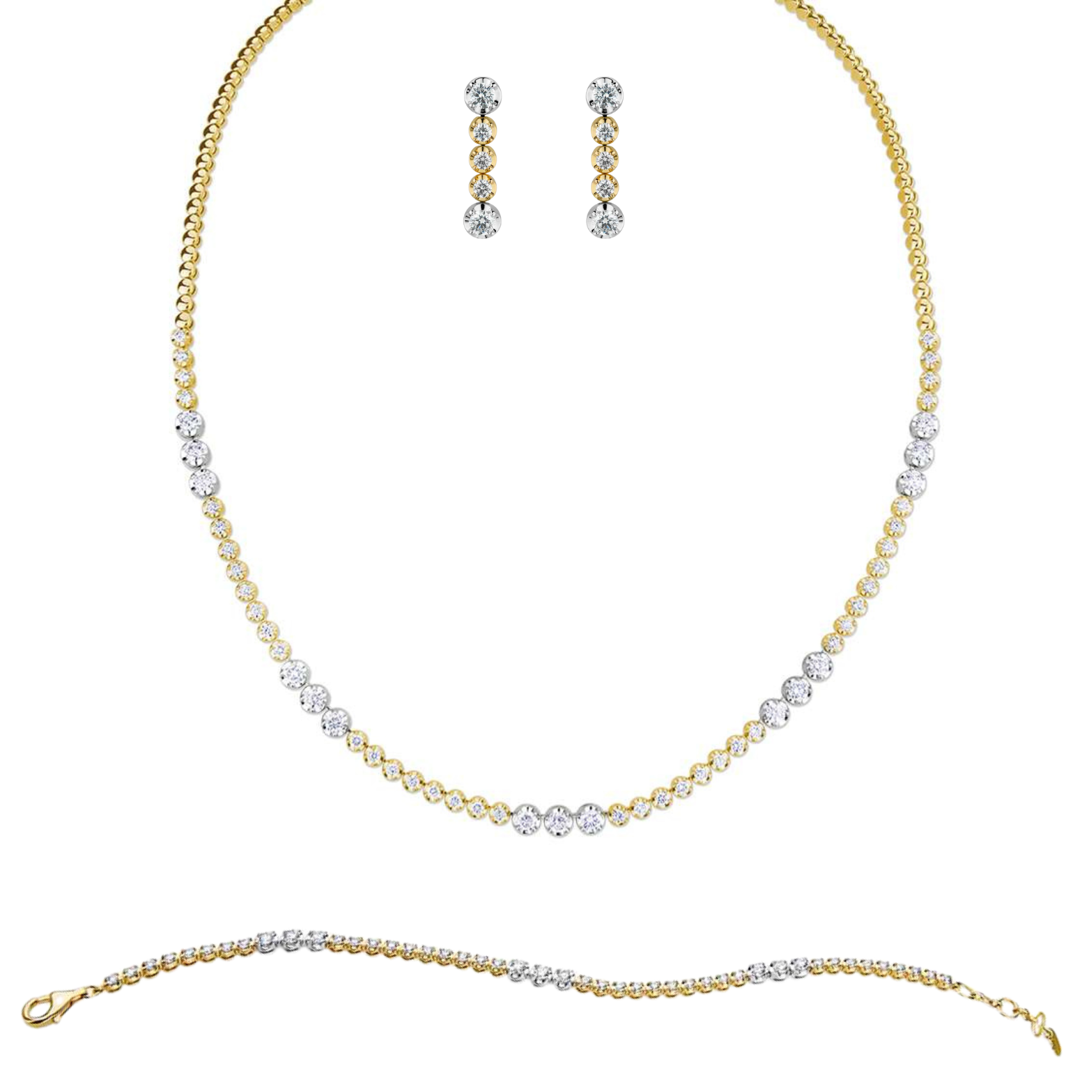 18ct Yellow & White Gold Diamond Tennis Set