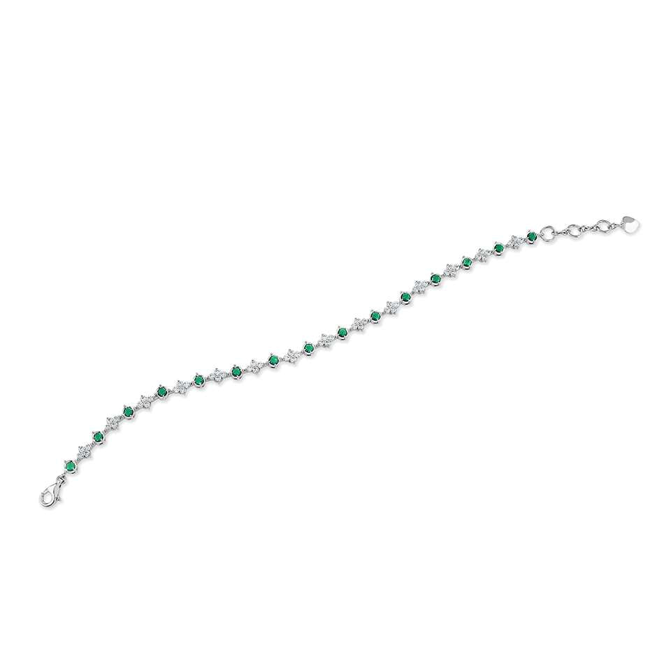 18ct White Gold Emerald & Diamond Tennis Bracelet