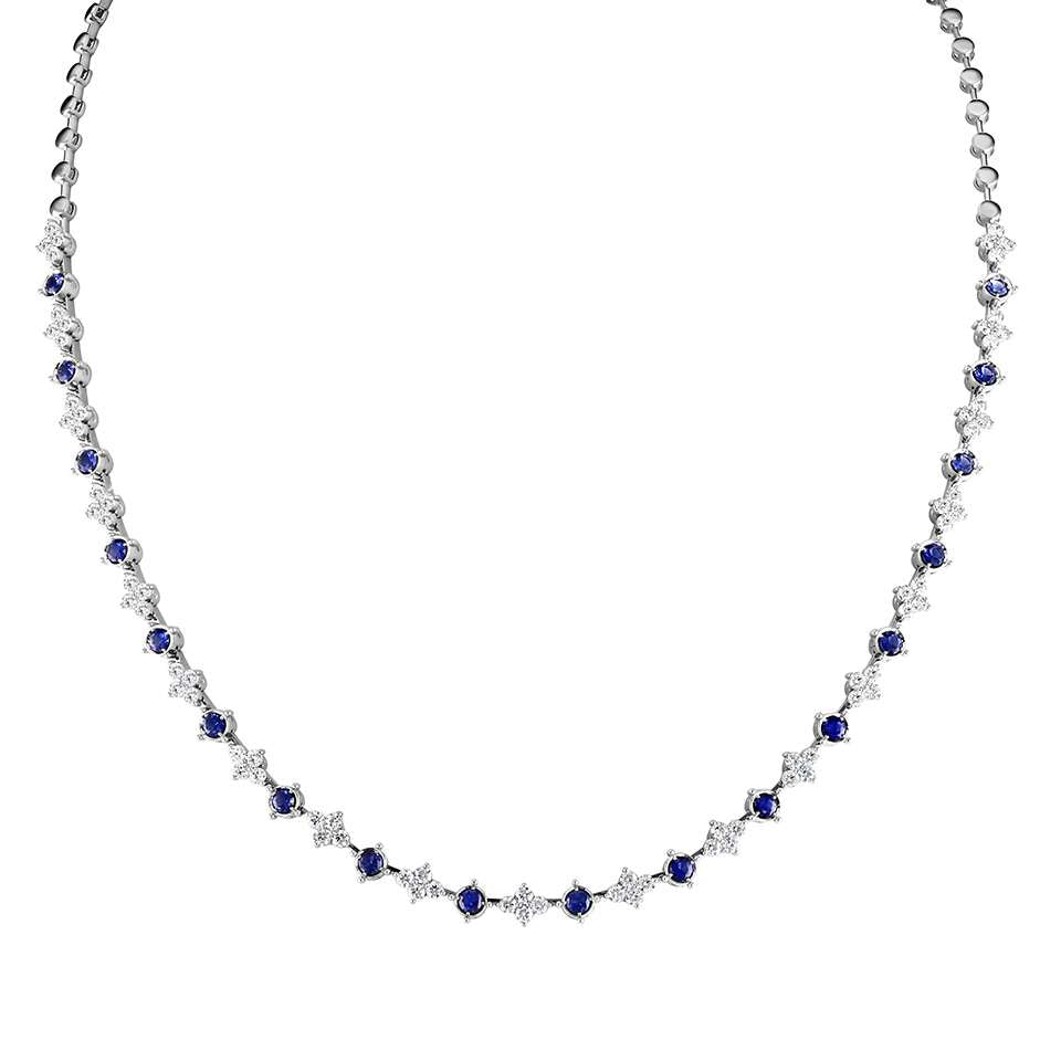 18ct White Gold Sapphire & Diamond Tennis Set
